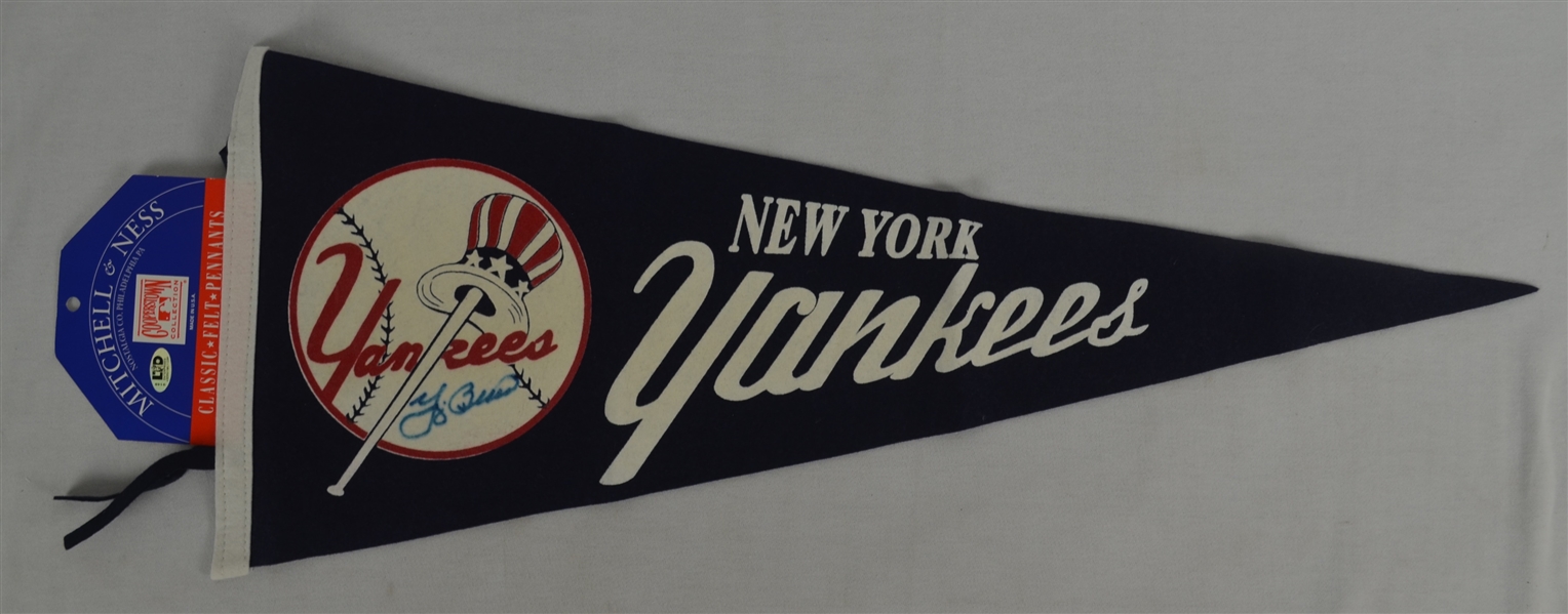 Yogi Berra Autographed NY Yankees Mitchell & Ness Pennant