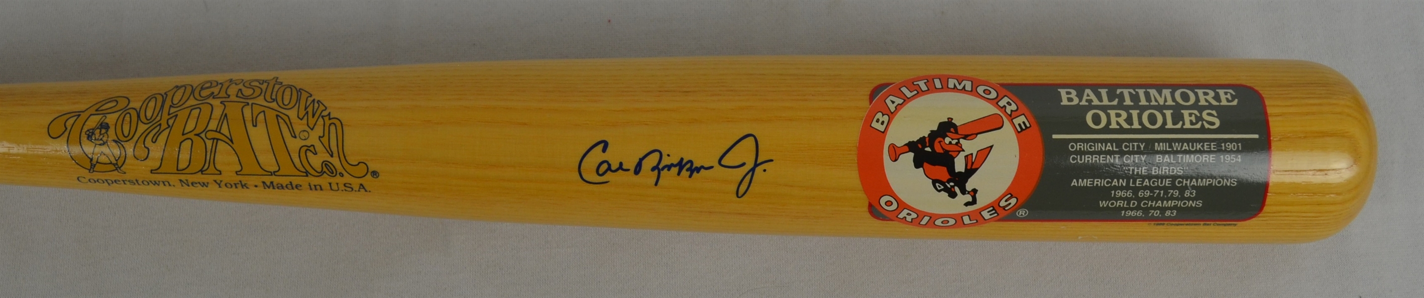 Cal Ripken Jr. Autographed Baltimore Orioles Cooperstown Bat 