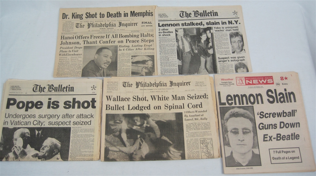 Collection of Martin Luther King John Lennon Newspapers