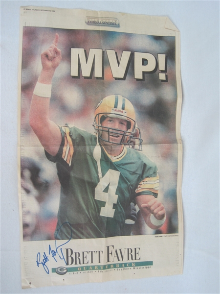 Brett Favre Autographed 1996 MVP Newspaper