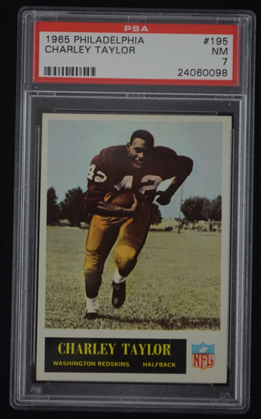 Charley Taylor Washington Redskins HOF 1965 Philadelphia Rookie Card #195 PSA 7