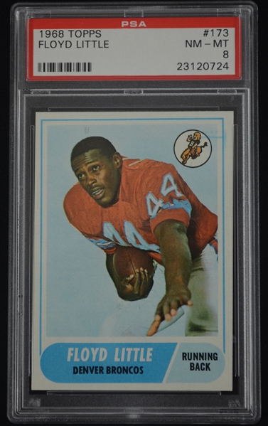 Floyd Little Denver Broncos HOF 1968 Topps Rookie Card #173 PSA 8