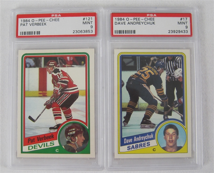 Pat Verbeek & Dave Andreychuk 1984 O-Pee-Chee Rookie Cards PSA 9