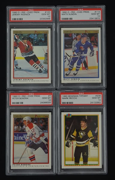 Roenick Recchi Bondra & Sundin 1990 O-Pee-Chee Rookie Cards PSA 10