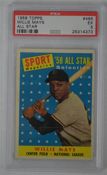 Lot Detail - Willie Mays 1958 Topps #486 PSA 5