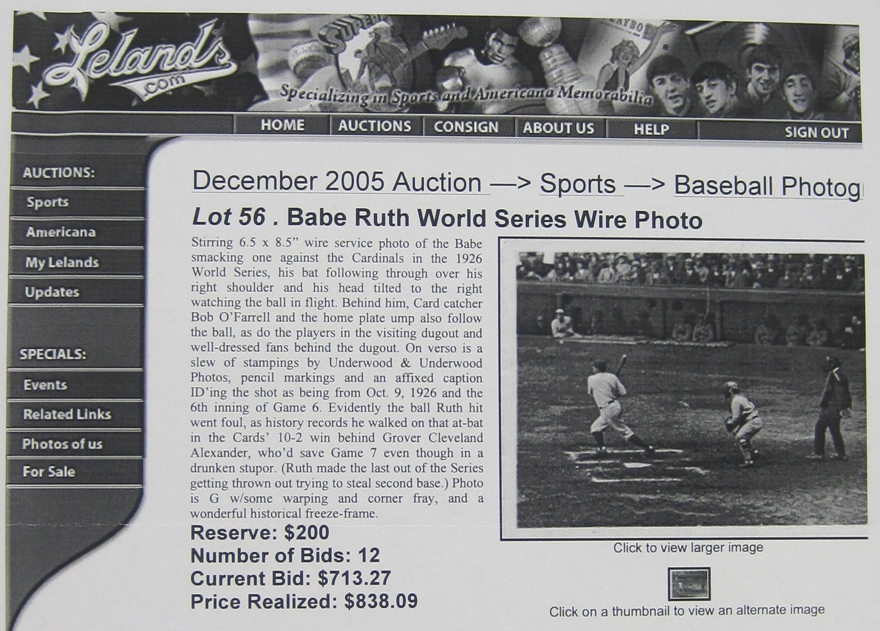 Lot Detail - Babe Ruth Original 1926 World Series Photo