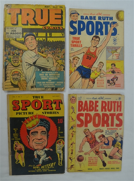 Vintage Collection of 4 Babe Ruth Comic Books