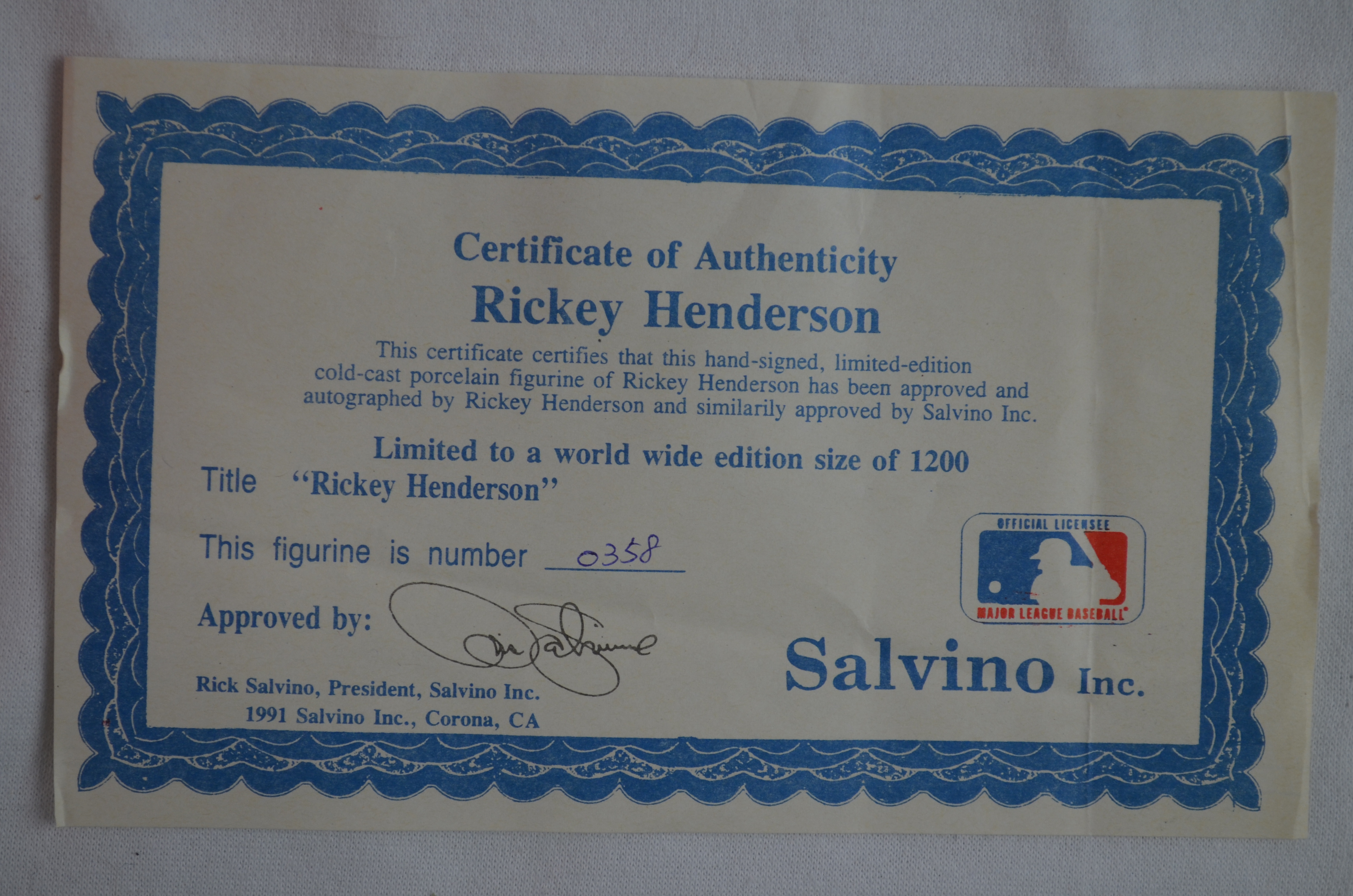 Rickey Henderson Signed Oakland Athletics LE Salvino Figurine (Salvino  Authentic)