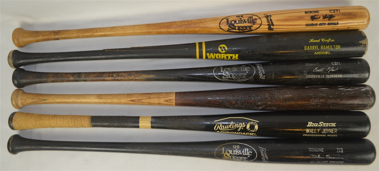 Collection of 6 Professional Model Bats w/Heavy Use