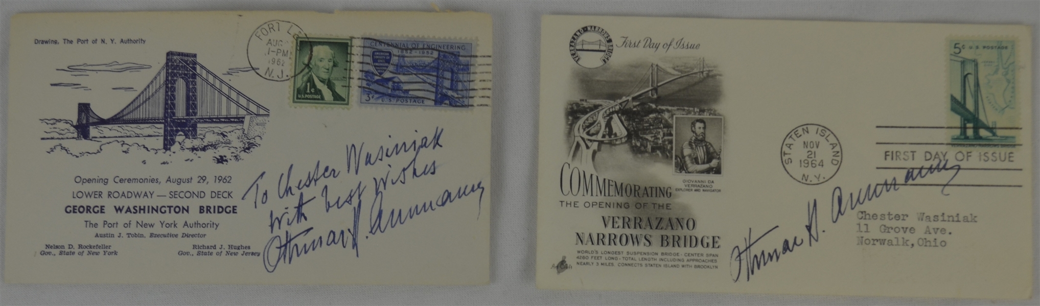 Othmar Ammann 1962 & 1964 Lot of 2 Signed First Day Covers