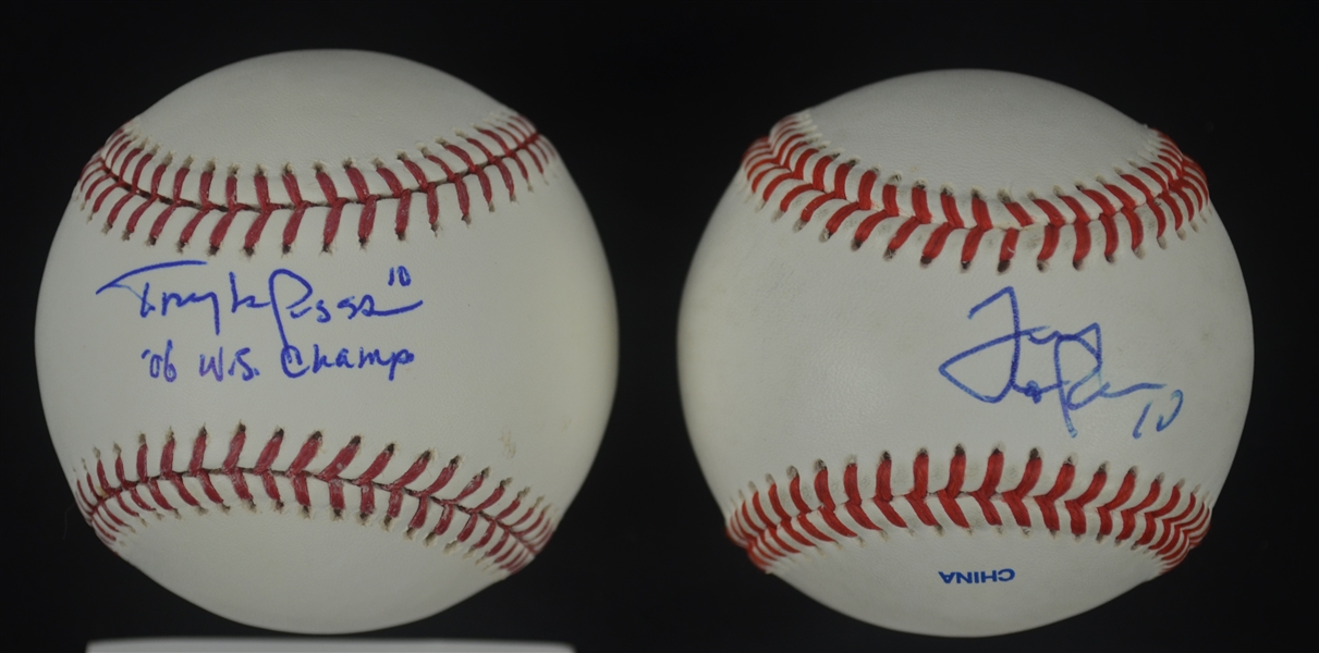Tony LaRussa Lot of 2 Autographed Baseballs
