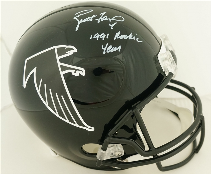 Brett Favre Autographed & Inscribed 1991 Rookie Years Atlanta Falcons Full Size Helmet