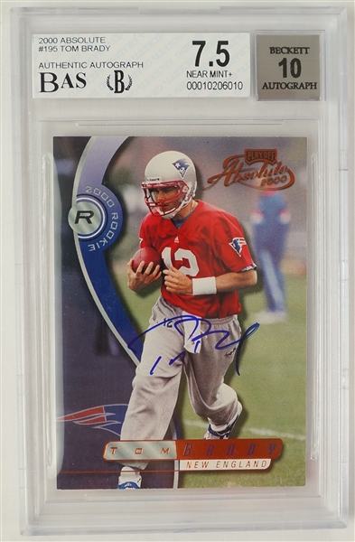 Tom Brady 2000 Playoff Absolute Autographed Rookie Card /3000 BGS 7.5 & Tri Star