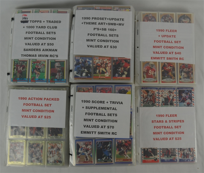 Lot of 6 1990 Football Card Sets