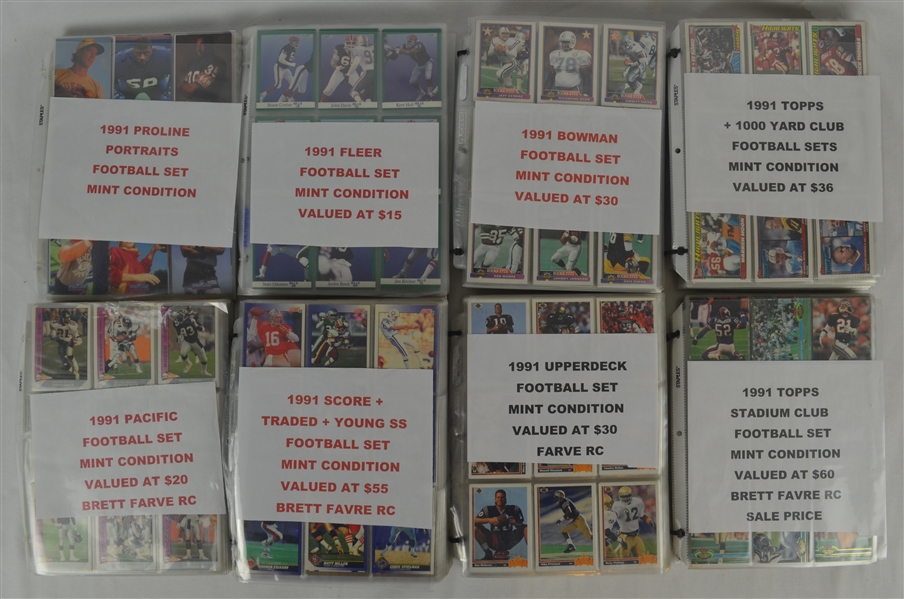 Lot of 8 1991 Football Card Sets