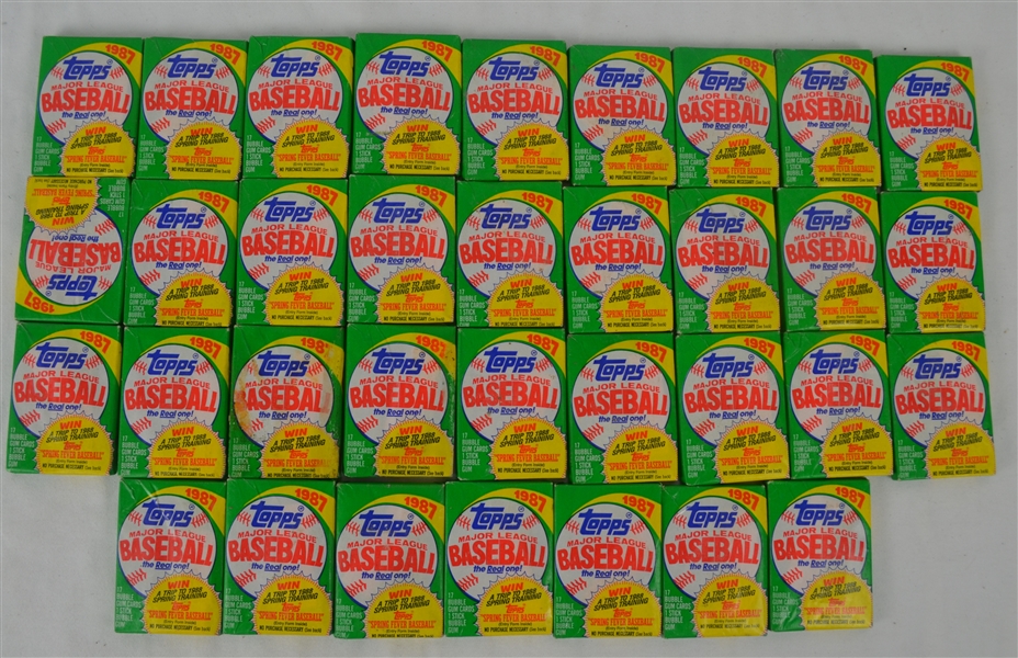 Collection of 34 Unopened 1987 Topps Baseball Wax Packs