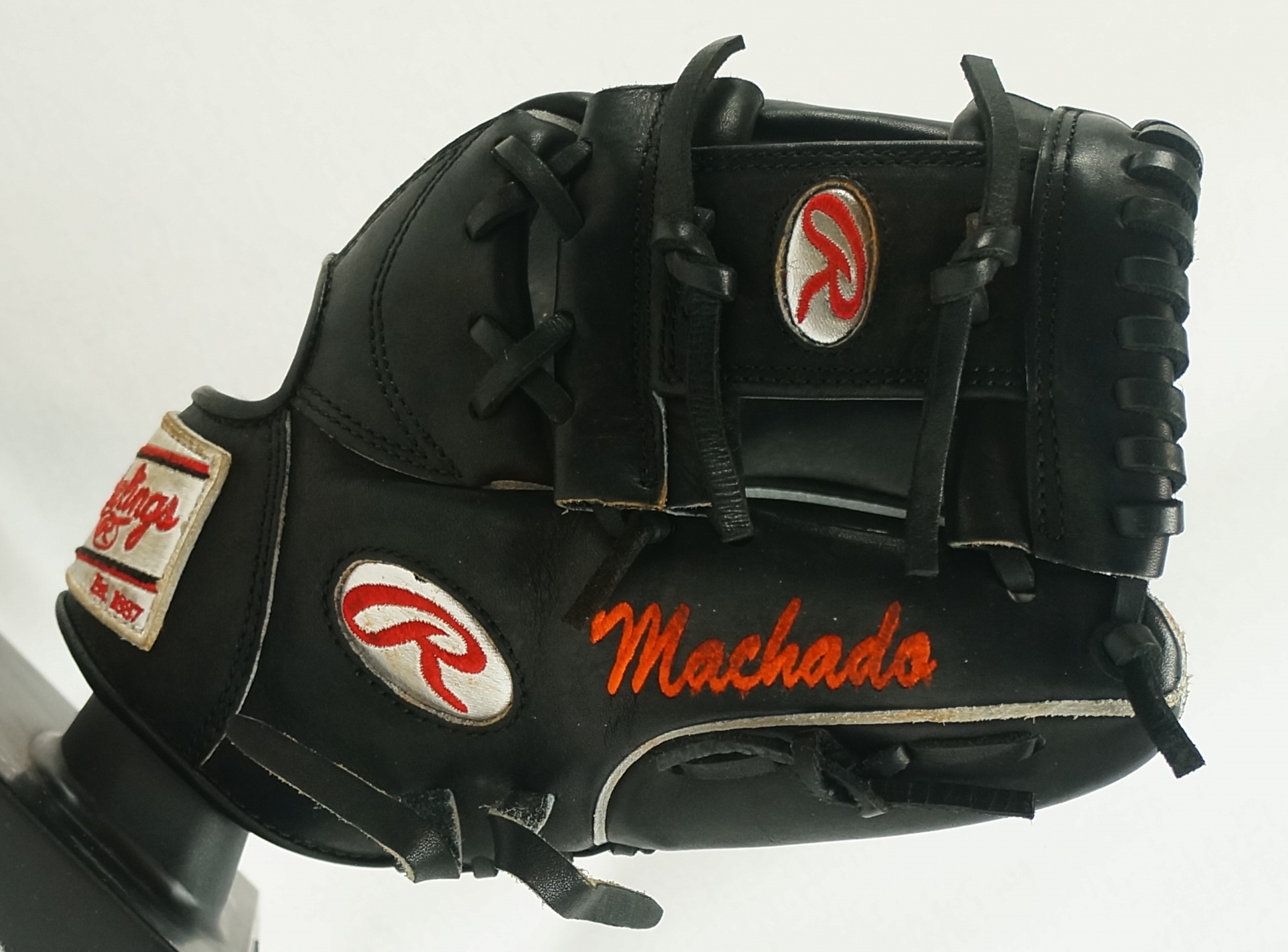 Manny Machado of the Baltimore Orioles wears Nike batting gloves
