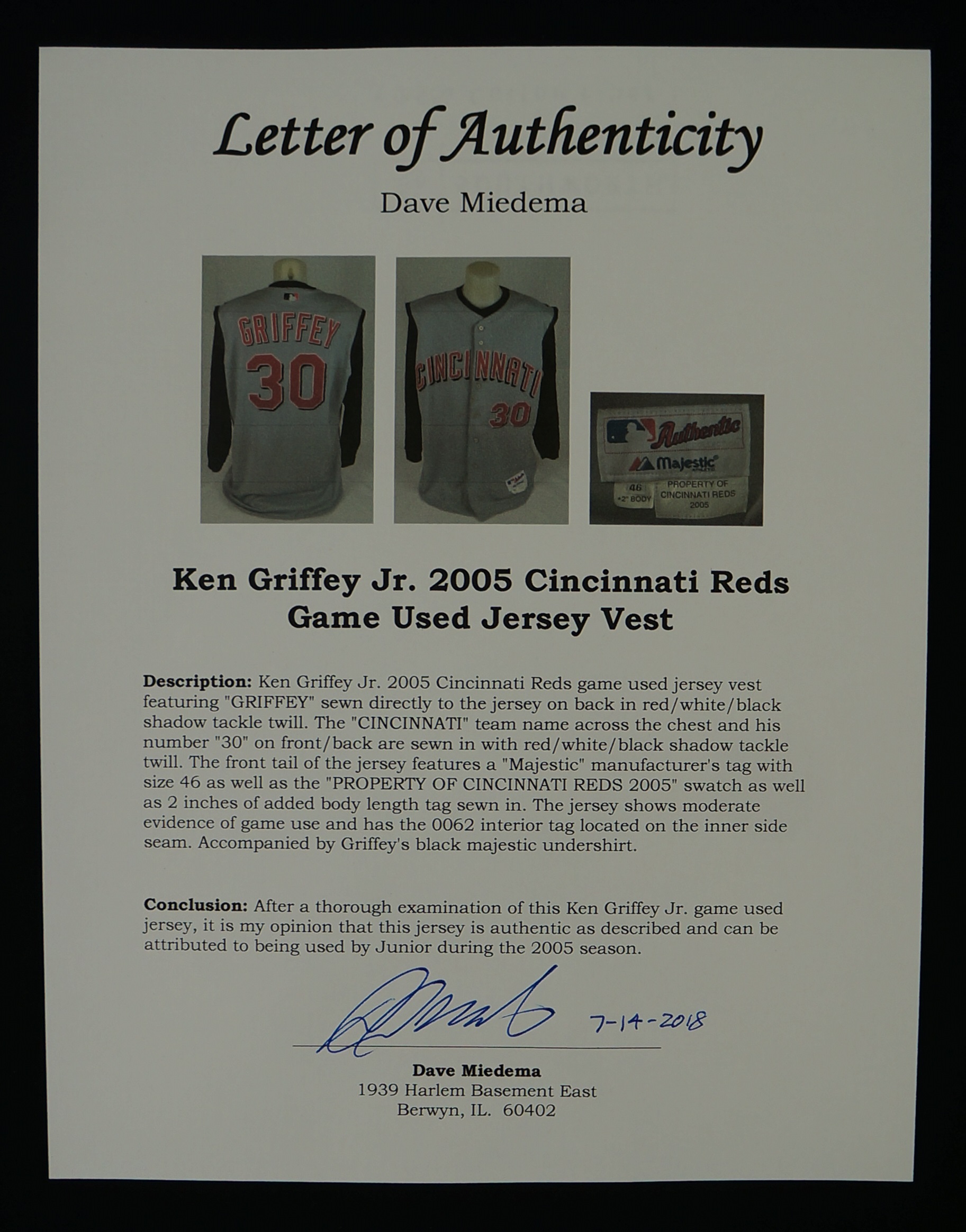 Lot Detail - Ken Griffey Jr Signed Cincinnati Reds Jersey Vest With  Undershirt (UDA)