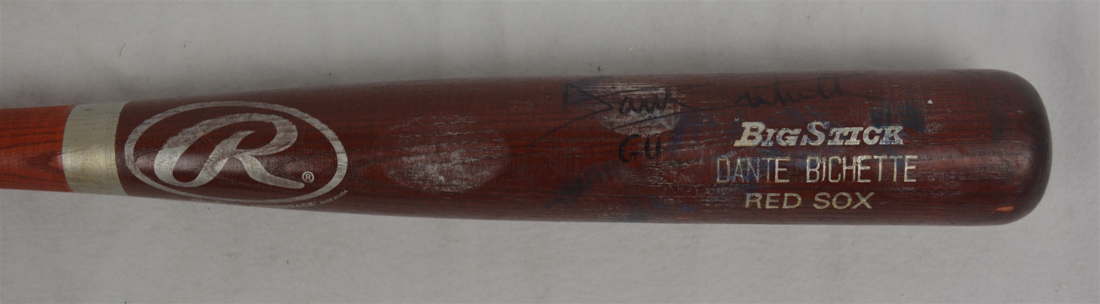 Dante Bichette Game Used & Autographed Boston Red Sox Burgundy Red Rawlings Big Stick Pro Bat