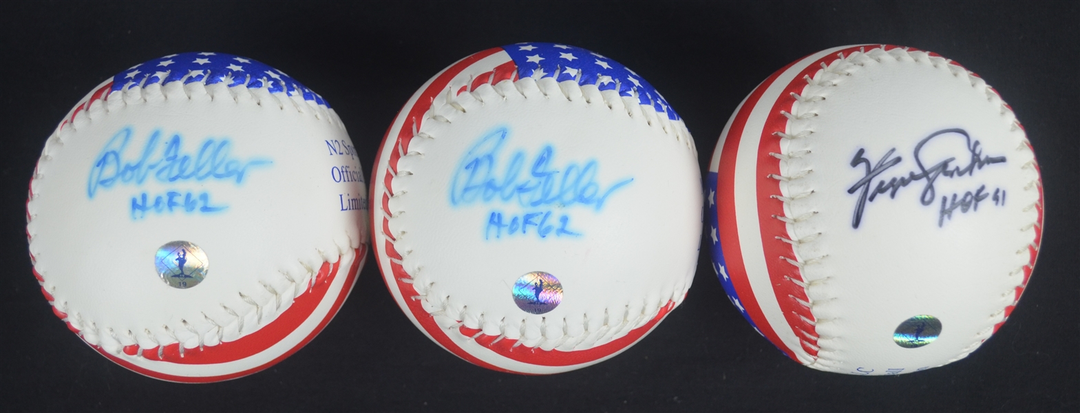 Lot of 3 Bob Feller & Fergie Jenkins Autographed & Inscribed Softballs    