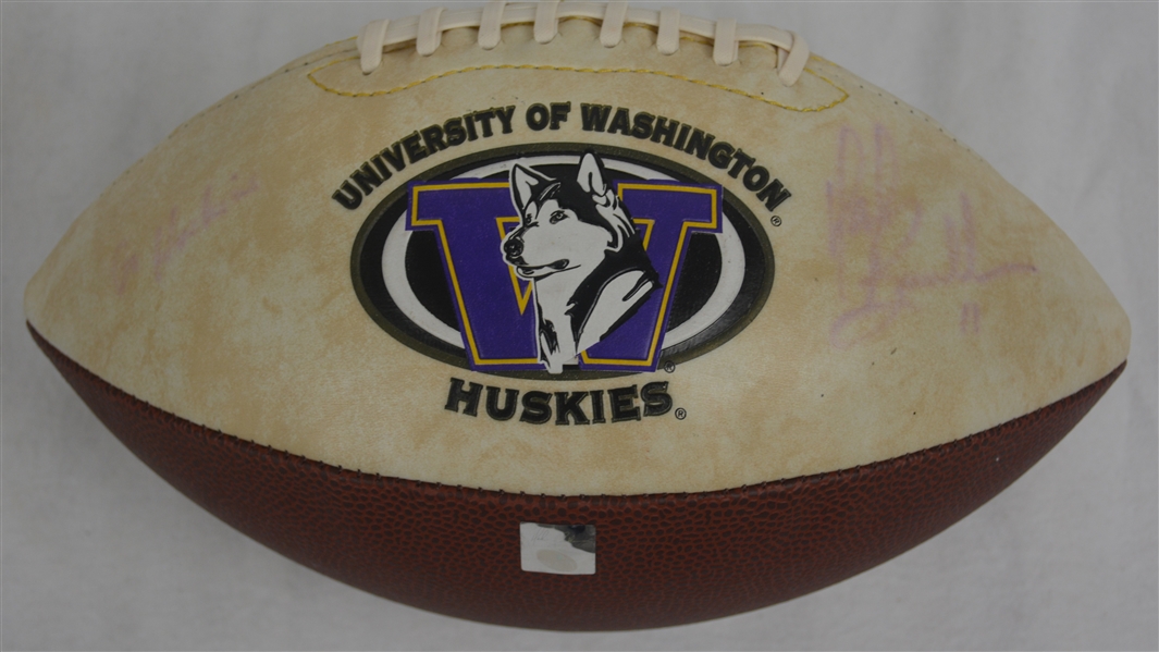 Mark Brunell Lot of 2 Autographed  University of Washington White Panel Logo NCAA Footballs 
