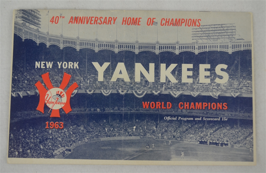 New York Yankees 1963 Program w/Scorecard