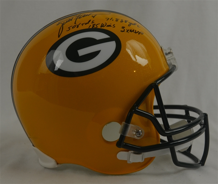 Brett Favre Autographed Green Bay Packers Full Size Helmet w/4 Inscriptions