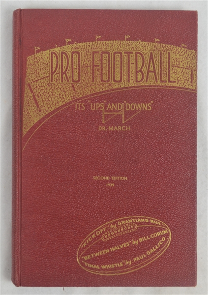 "Pro Football Ups & Downs" Second Edition Book Signed by Dr. Harvey March in 1939