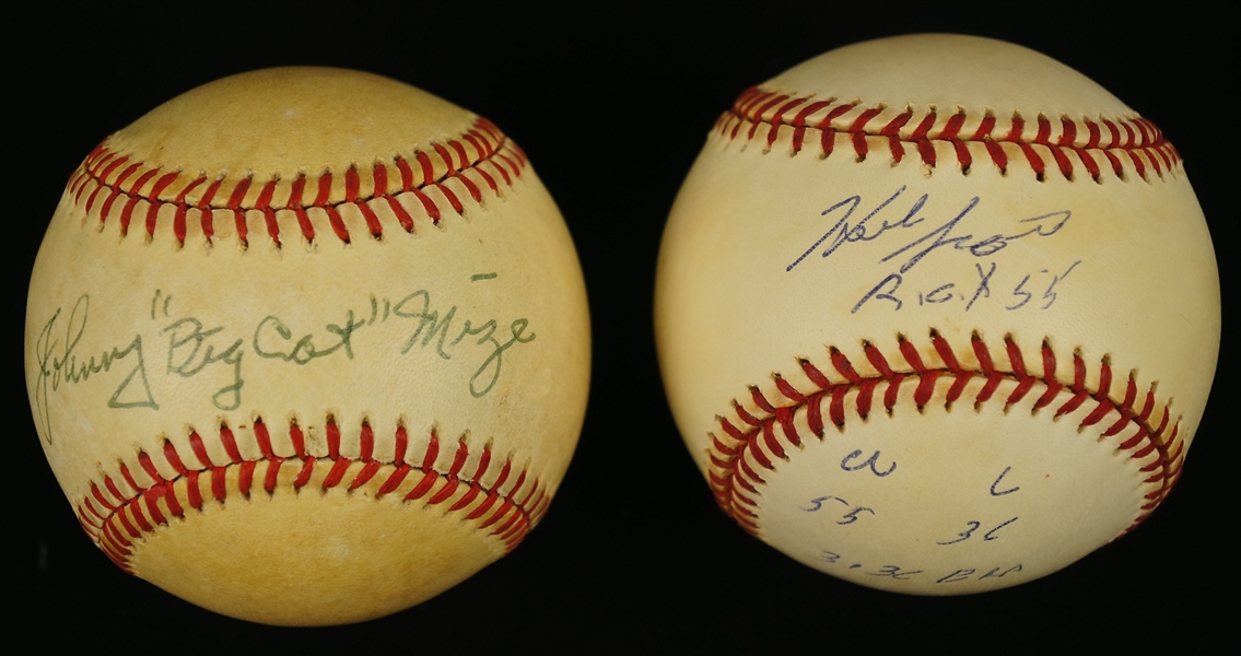 Johnny Mize & Herb Score Autographed Baseballs