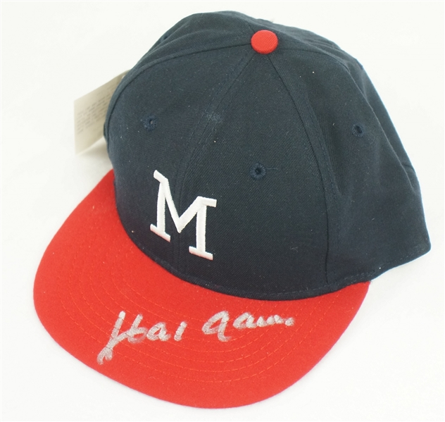Hank Aaron Autographed Milwaukee Braves Hat