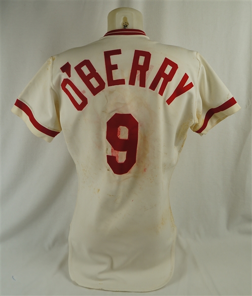 Mike OBerry 1982 Cincinnati Reds Game Used Jersey w/Dave Miedema LOA