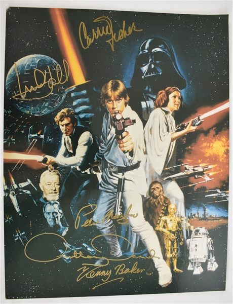 Star Wars Autographed Movie Poster w/Carrie Fisher & Mark Hamill