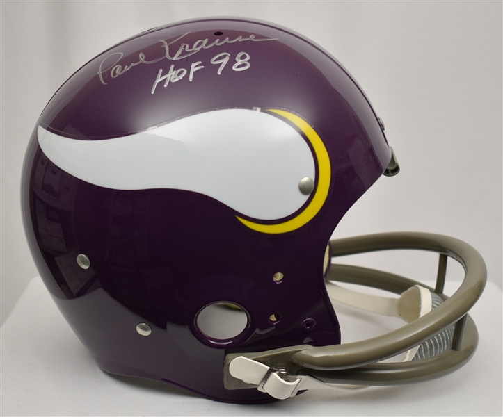 Paul Krause Autographed & Inscribed Full Size Authentic Minnesota Vikings TK Suspension Helmet 