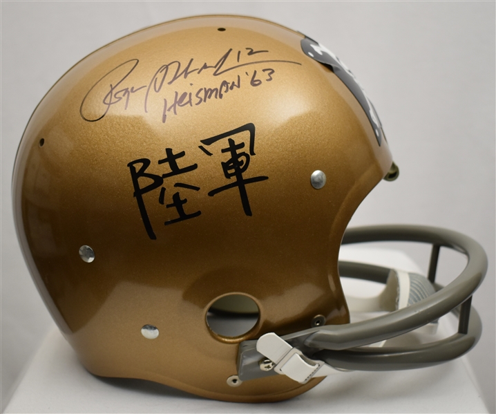 Roger Staubach Autographed & Inscribed Full Size 1960s Style Navy Authentic Suspension Helmet
