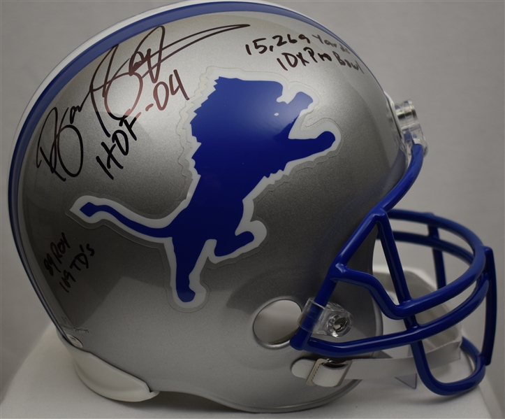 Barry Sanders Autographed & Inscribed Full Size Helmet