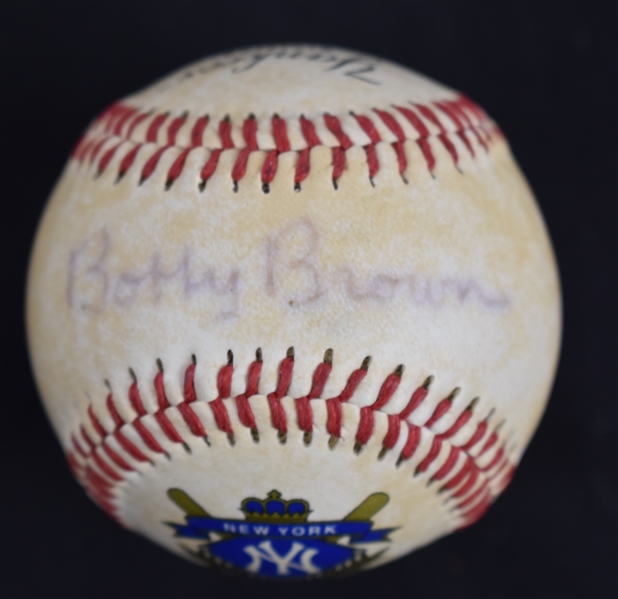 Bobby Brown Autographed New York Yankees Logo Photo Baseball 