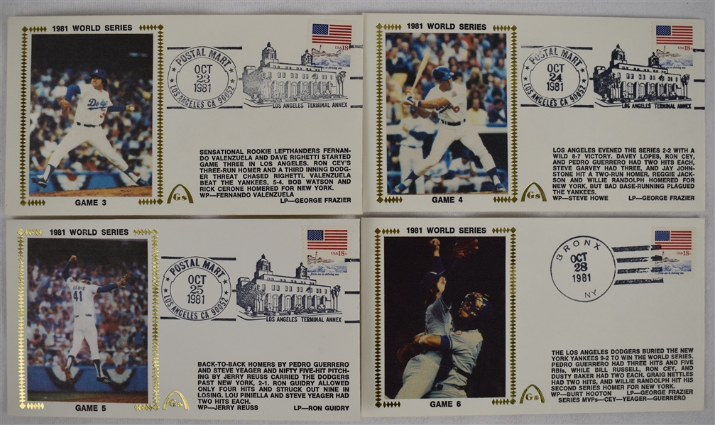Los Angeles Dodgers 1981 World Series Champion FDC Envelope Set of 4 