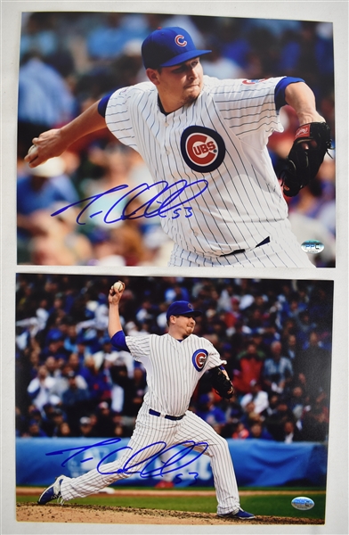 Trevor Cahill Lot of 2 Autographed 8x10 Action Photos