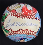 Ted Williams One-Of-A-Kind Charles Fazzino Hand Painted Autographed Baseball UDA
