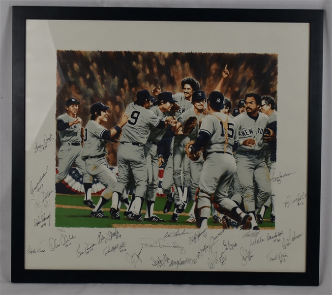 New York Yankees 1978 World Series Championship Lithograph w/24 Signatures