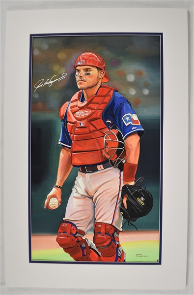 Ivan Rodriguez Original James Fiorentino Watercolor Painting Signed by Pudge 