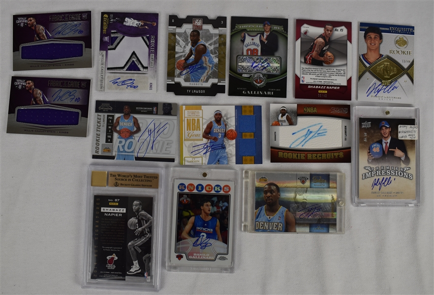 Lot of 14 Game Used & Autographed Basketball Cards w/Danilo Gallinari