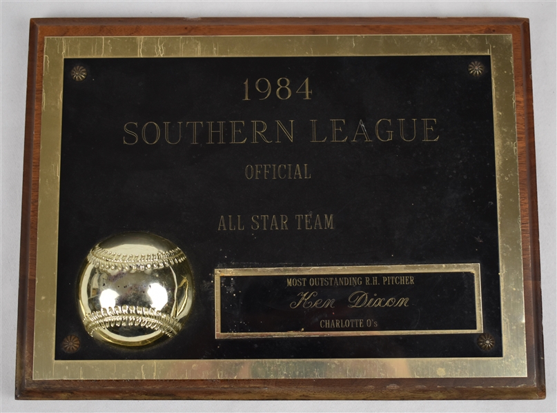 Ken Dixon 1984 Southern League All Star Team Award