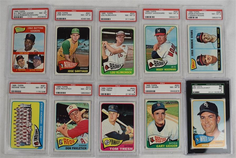 Collection of 10 PSA Graded 1965 Topps Baseball Cards 