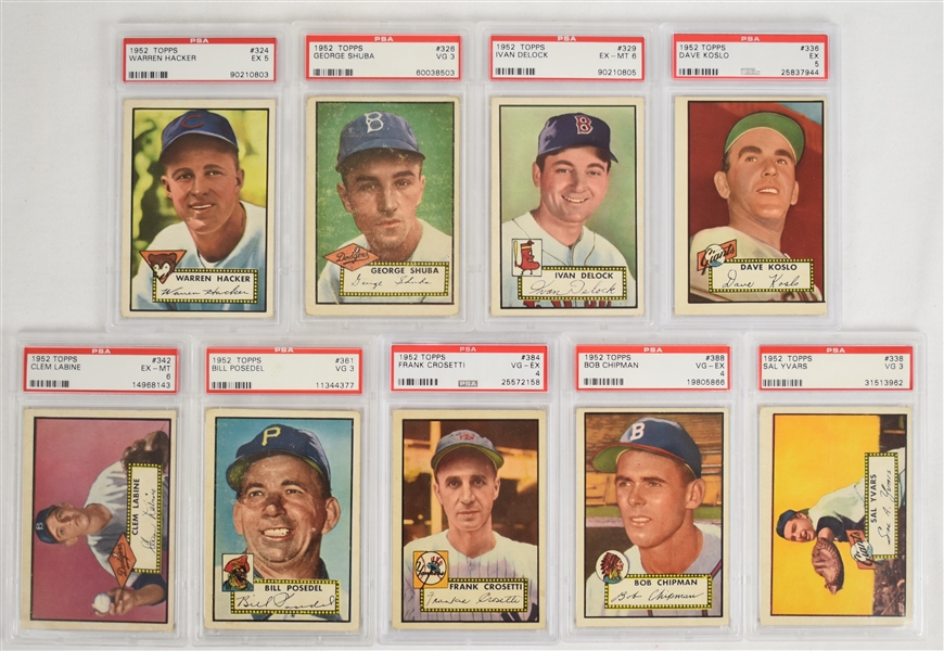 Collection of 9 PSA Graded 1952 Topps High Number Baseball Cards 