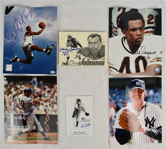 Collection of 6 Autographed Photos & Postcards w/Gale Sayers