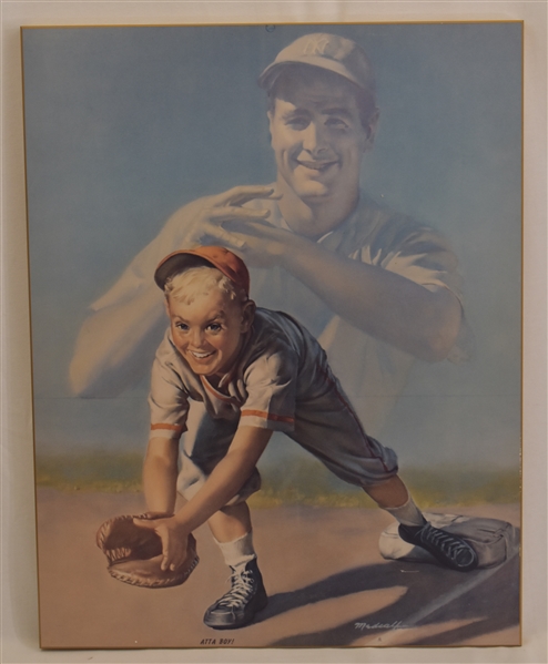Lou Gehrig Framed Bill Medcalf "Atta Boy" Print 24x30