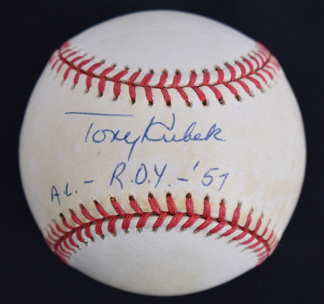 Tony Kubek Autographed & Inscribed ROY 57 Baseball