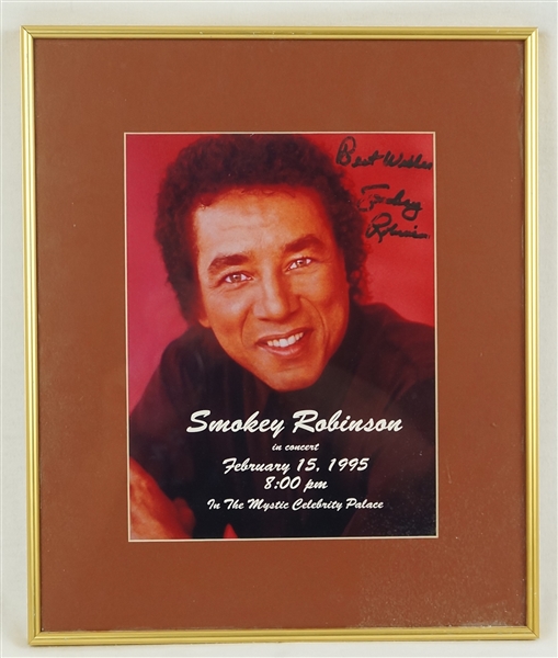 Smokey Robinson Autographed 1995 Concert Photo Matted & Framed