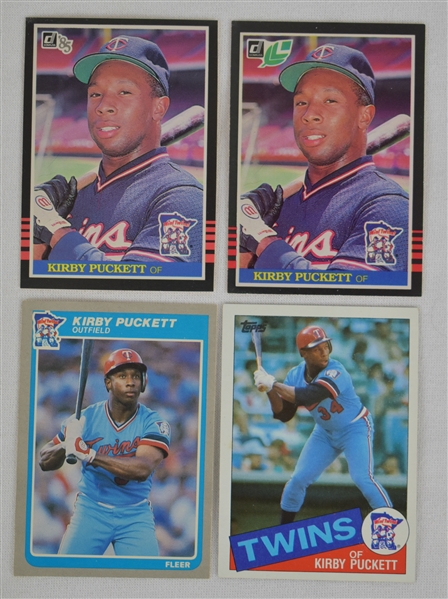 Kirby Puckett Lot of 4 Topps Fleer Donruss 1985 Rookie Cards